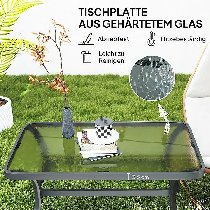 Outsunny Garten-Loungetisch - Schwarz, L x B x H: 95 x 55 x 46 cm