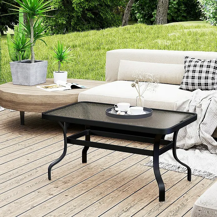 Outsunny Garten-Loungetisch - Schwarz, L x B x H: 95 x 55 x 46 cm