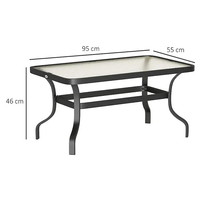 Outsunny Garten-Loungetisch - Schwarz, L x B x H: 95 x 55 x 46 cm
