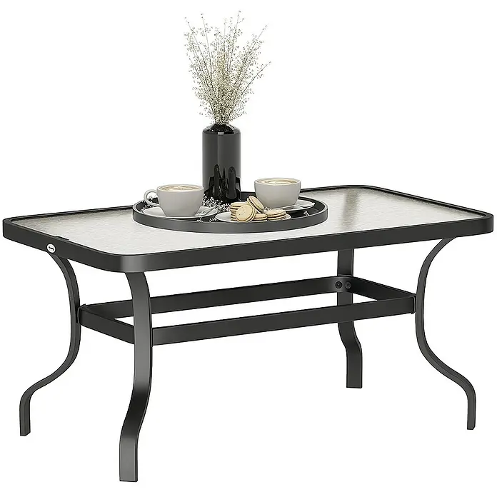 Outsunny Garten-Loungetisch - Schwarz, L x B x H: 95 x 55 x 46 cm