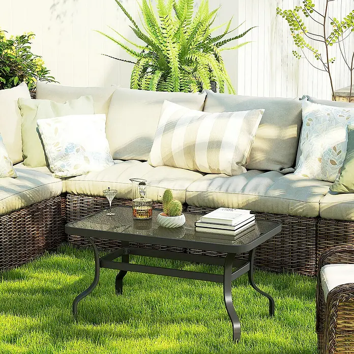 Outsunny Garten-Loungetisch - Schwarz, L x B x H: 95 x 55 x 46 cm