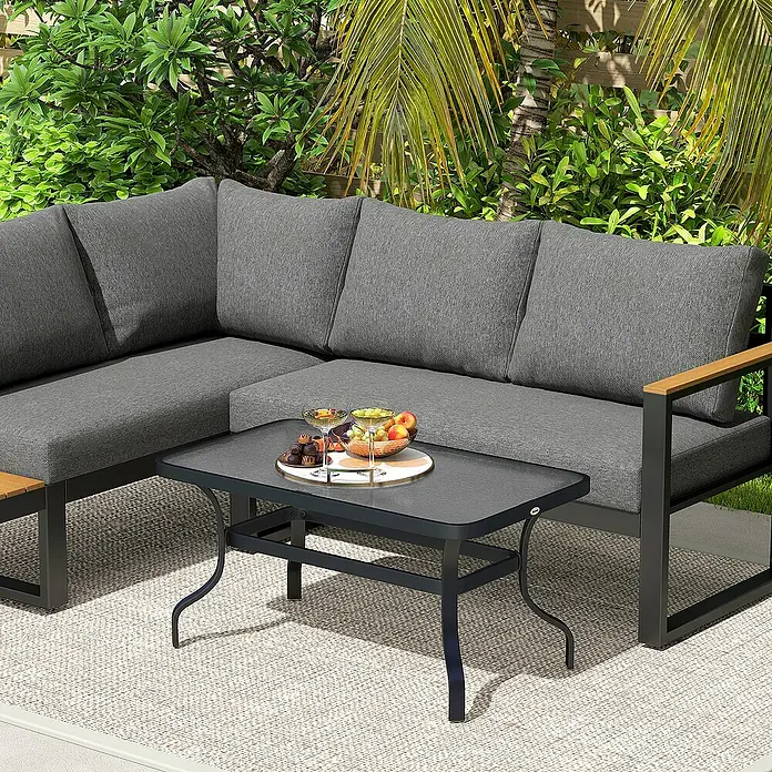 Outsunny Garten-Loungetisch - Schwarz, L x B x H: 95 x 55 x 46 cm
