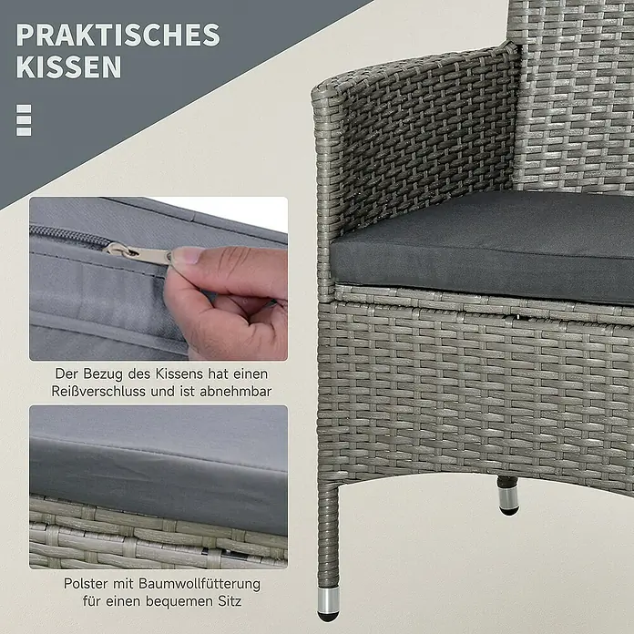 Outsunny Gartenstuhl-Set 3-teilig, mit Tisch - 