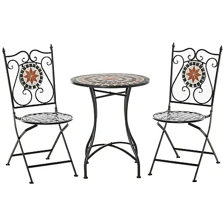 Outsunny  Gartenstuhl-Set 3-teilig, mit Tisch