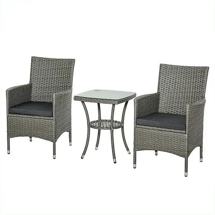 Outsunny Gartenstuhl-Set 3-teilig, mit Tisch - 