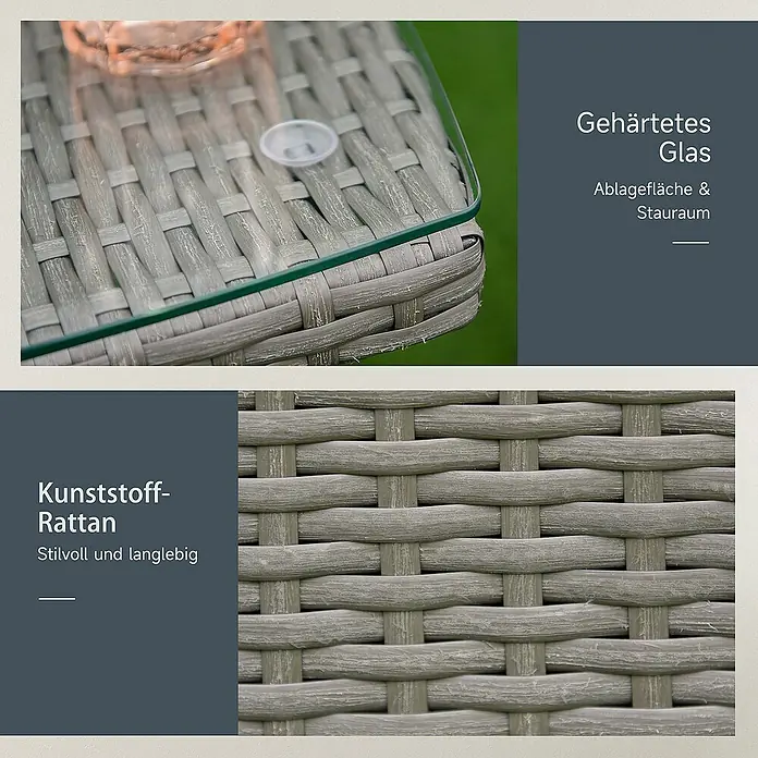 Outsunny Gartenstuhl-Set 3-teilig, mit Tisch - 