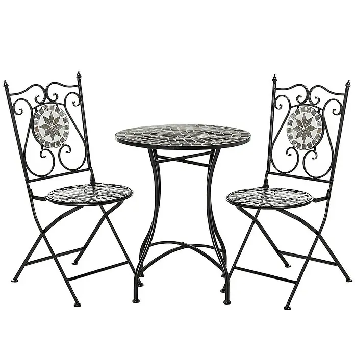 Outsunny Gartenstuhl-Set 3-teilig, mit Tisch - 