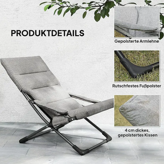 Outsunny Gartenstuhl - Grau