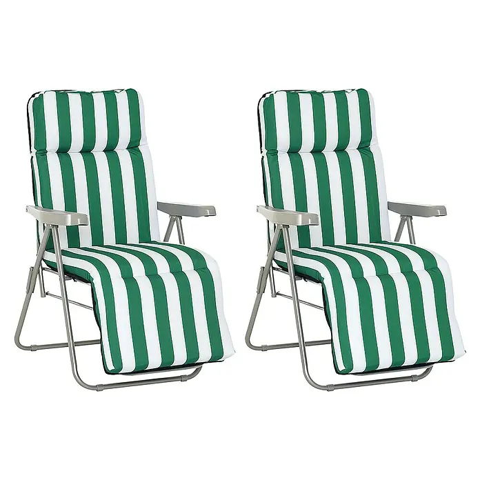 Outsunny Garten-Positionssessel - Grün+Weiß