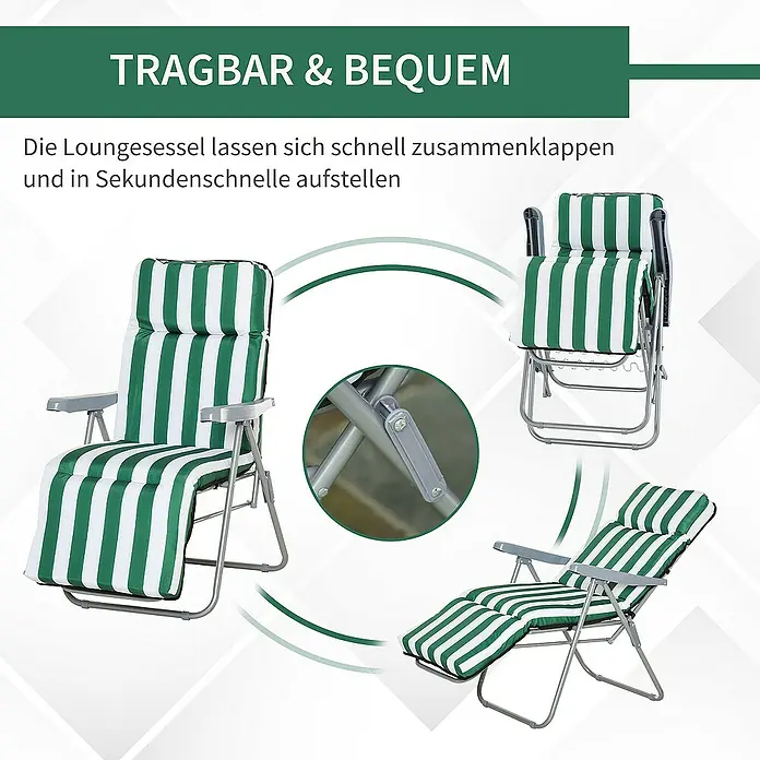 Outsunny Garten-Positionssessel - Grün+Weiß