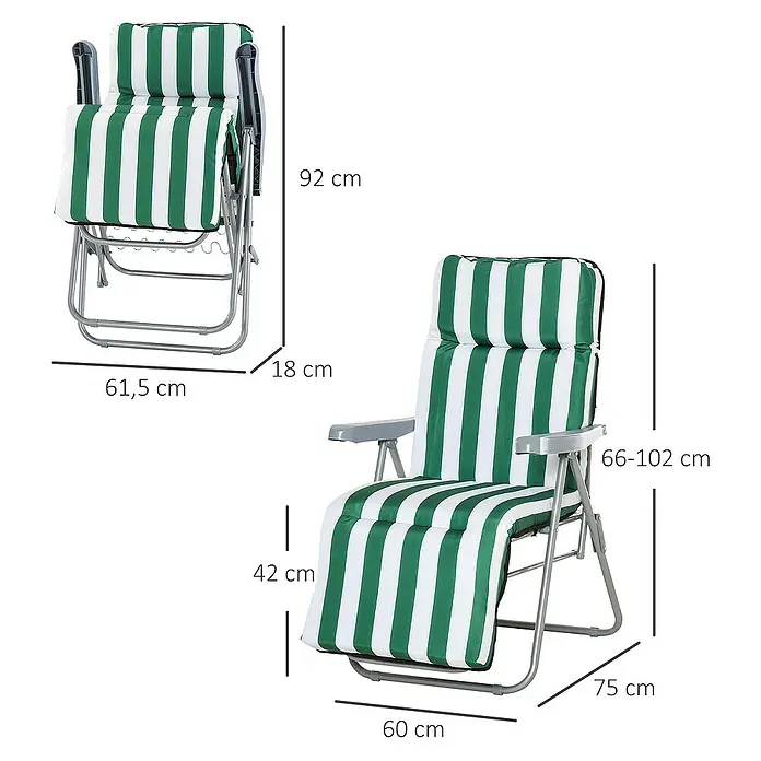 Outsunny Garten-Positionssessel - Grün+Weiß