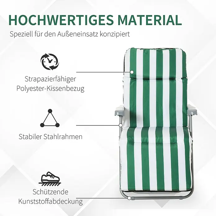 Outsunny Garten-Positionssessel - Grün+Weiß
