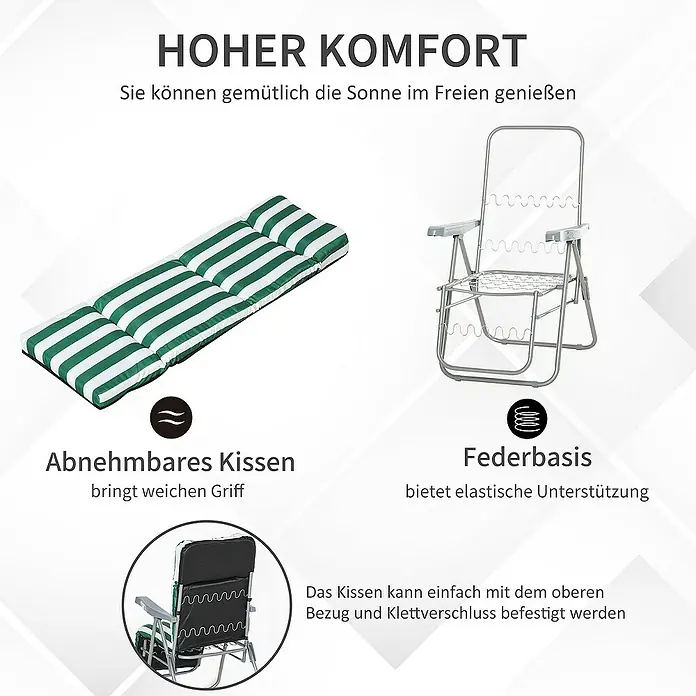 Outsunny Garten-Positionssessel - Grün+Weiß
