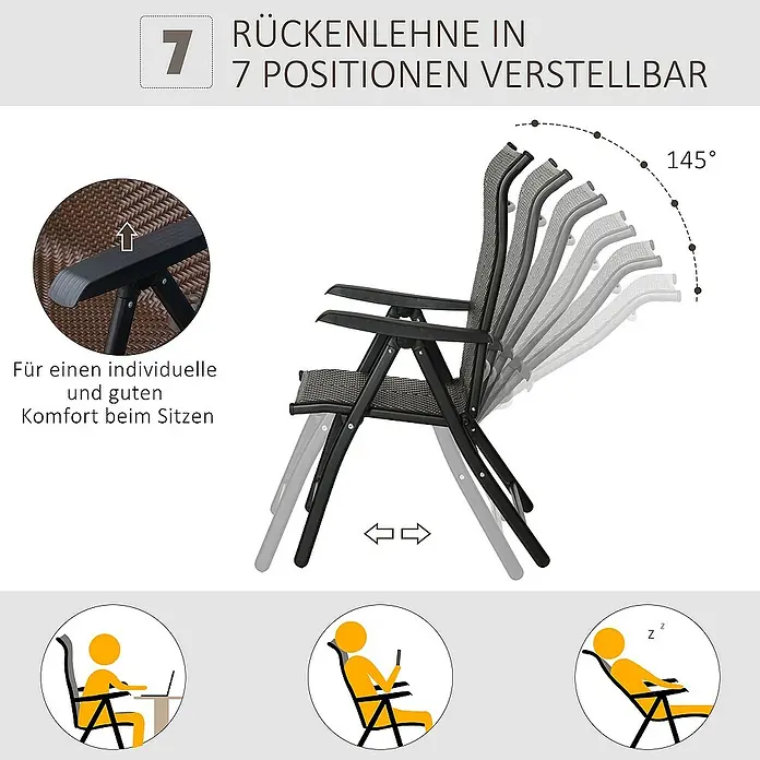Outsunny Garten-Positionssessel - Braun