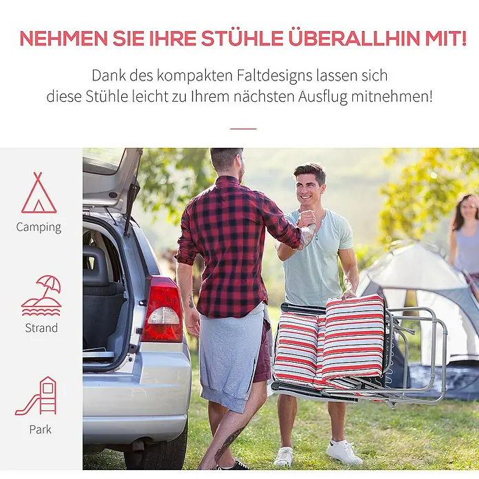 Outsunny Garten-Positionssessel - Rot