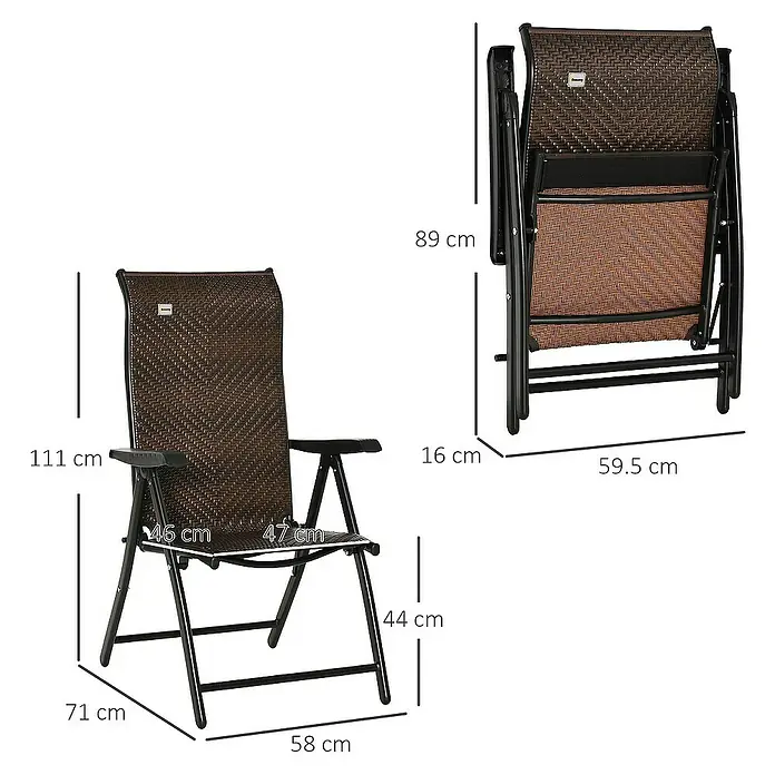 Outsunny Garten-Positionssessel - Braun