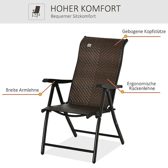 Outsunny Garten-Positionssessel - Braun