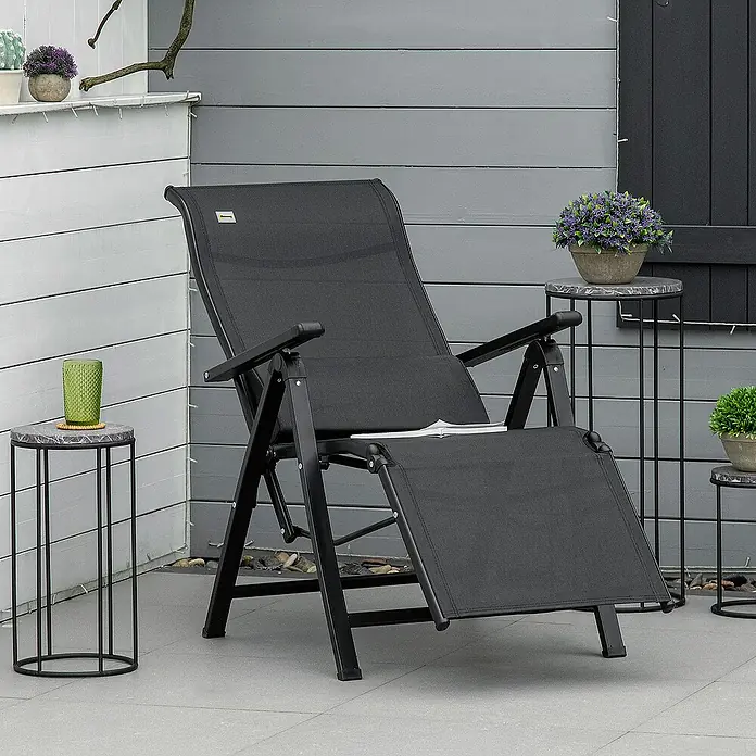 Outsunny Garten-Positionssessel - Schwarz