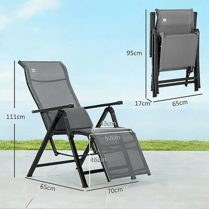 Outsunny Garten-Positionssessel - Grau