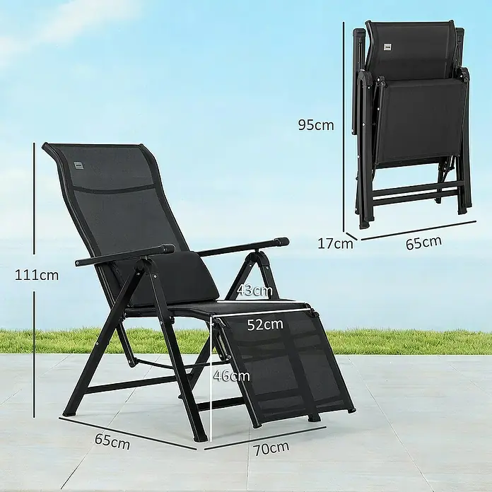 Outsunny Garten-Positionssessel - Schwarz