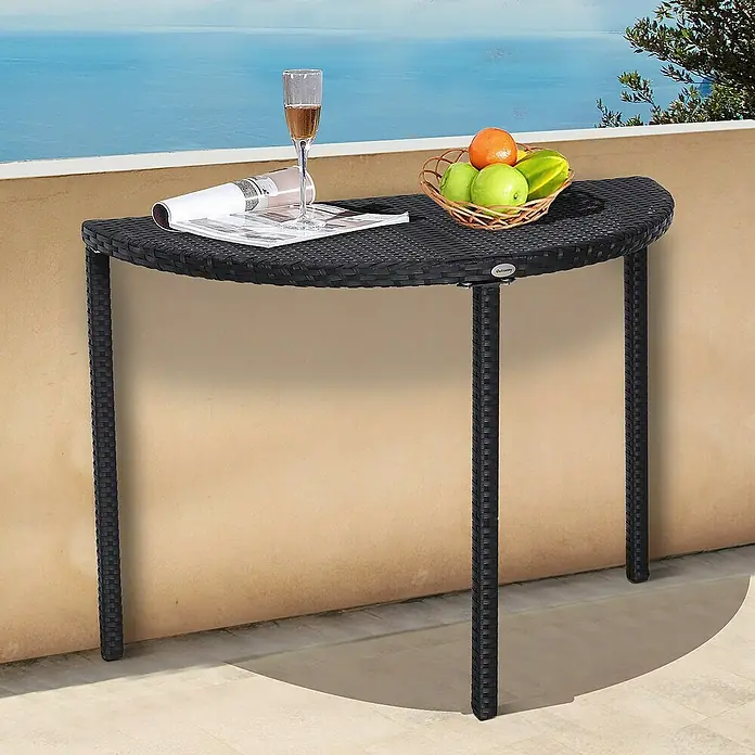 Outsunny Balkontisch - L x B x H: 100 x 50 x 74 cm, Schwarz