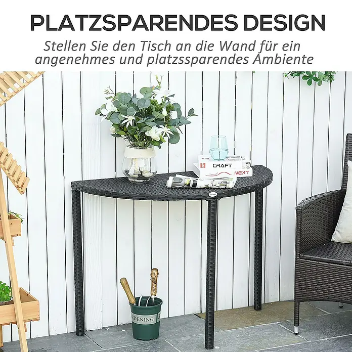 Outsunny Balkontisch - L x B x H: 100 x 50 x 74 cm, Schwarz