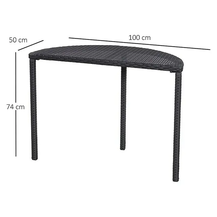 Outsunny Balkontisch - L x B x H: 100 x 50 x 74 cm, Schwarz