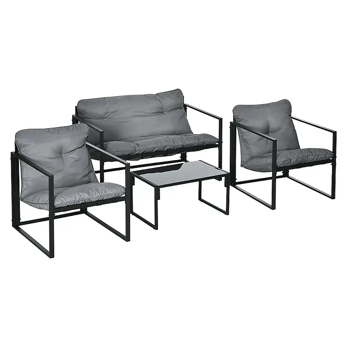 Outsunny Loungemöbel-Set - Grau+Schwarz