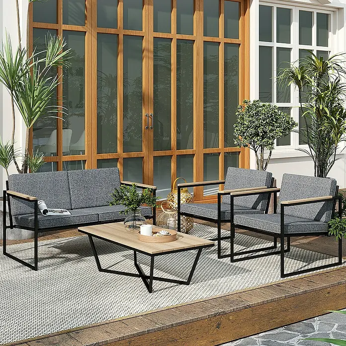 Outsunny Loungemöbel-Set - Grau