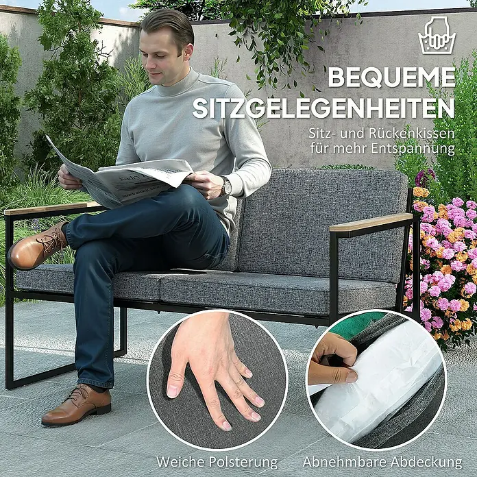 Outsunny Loungemöbel-Set - Grau