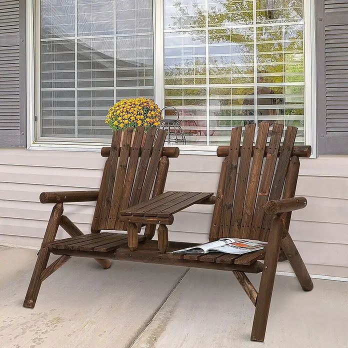 Outsunny Gartenbank - B x T x H: 157 x 88 x 103 cm, Tannenholz, Braun