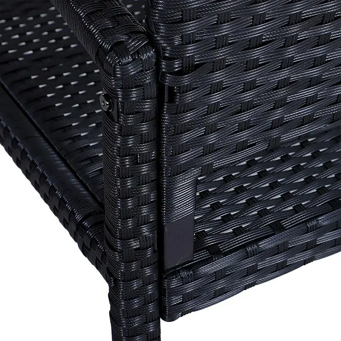 Outsunny Gartenbank mit PE Rattan Geflecht - B x T x H: 60 x 60 x 85 cm, Polyethylen, Schwarz