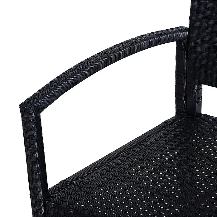Outsunny Gartenbank mit PE Rattan Geflecht - B x T x H: 60 x 60 x 85 cm, Polyethylen, Schwarz