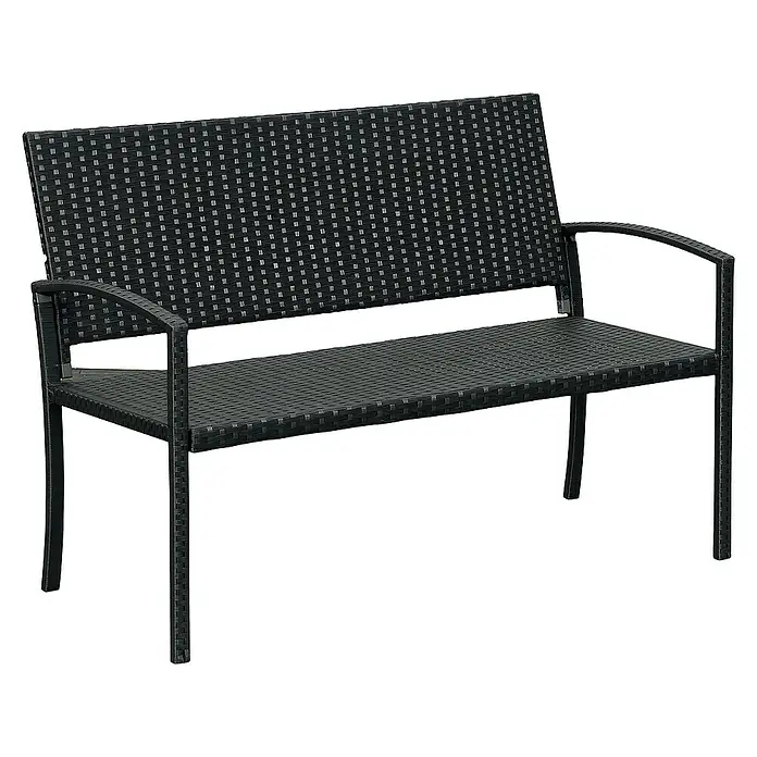 Outsunny Gartenbank mit PE Rattan Geflecht - B x T x H: 60 x 60 x 85 cm, Polyethylen, Schwarz