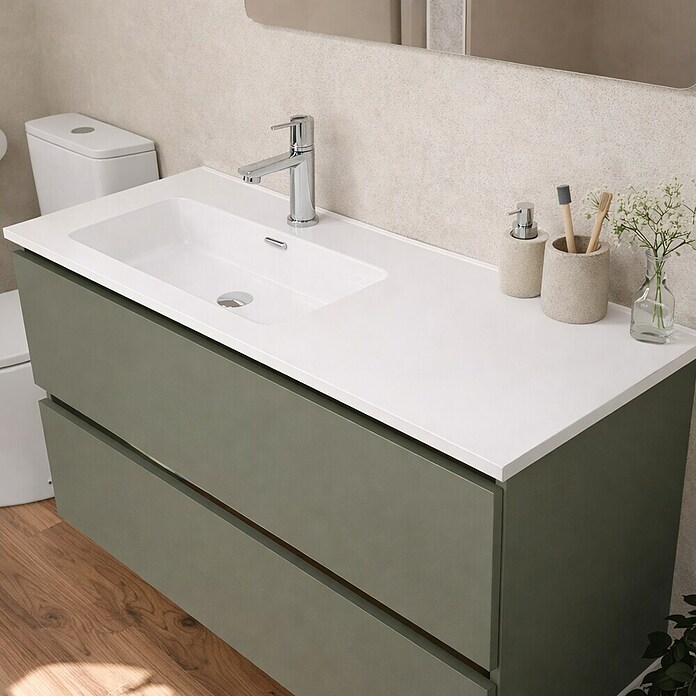 Lavabo Luz Izquierda (120 x 46 cm, Con desbordamiento, Blanco) | BAUHAUS