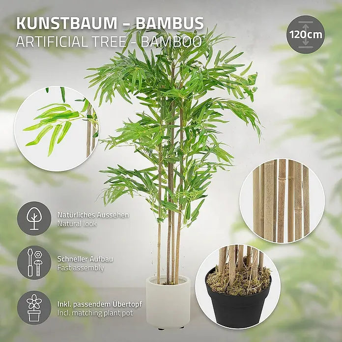 ML-Design Kunstpflanze Kunstbambus fr Innen & Auen mit Echtem Moos &  Echtholzstamm online kaufen bei BAUHAUS