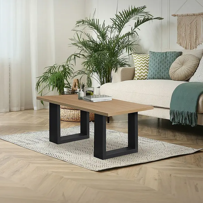 ECD Germany Tischgestell Bankkufen modernes Industriedesign Möbelfüße aus Metall - L x B x H: 8 x 40 x 43 cm, Stahl