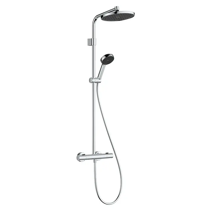 Hansgrohe Duschsystem Activera S - Lochabstand: 138 mm - 162 cm, Anzahl Strahlarten: 2 Stk., Chrom - Chromfarbenes Duschsystem mit Kopfbrause, Handbrause, Brausestange und Thermostatmischer.
