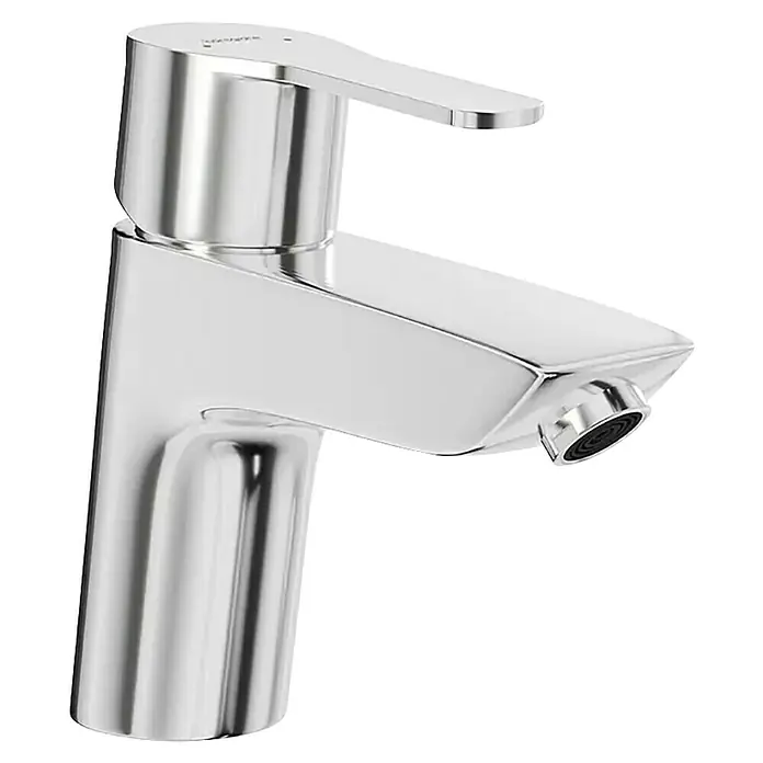 Geberit Renova Waschtisch-Set - 60 x 48 cm, Ohne Spezialglasur, Hahnloch: Mitte, Mit Überlauf, Weiß - Moderner Einhebel-Waschtischmischer aus Chrom.