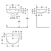 Geberit Renova Waschtisch-Set (60 x 48 cm, Ohne Spezialglasur, Hahnloch: Mitte, Mit Überlauf, Weiß) | BAUHAUS