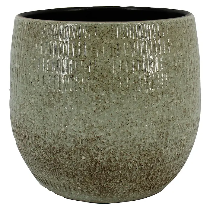 3x stuks bloempot/plantenpot van keramiek in het industrieel goud D16 en H14 cm