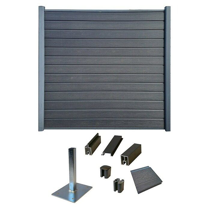 Ograjni set Co Extrusion  (180 x 195 cm, Antracit, 19 -del.) | 7411 - Lamellenzäune/Dichtzäune | IAGB - Gartenholz | IAG - Außenbereichsausstattung | IA - Gartenhartware | I - Stadtgarten | BAUHAUS