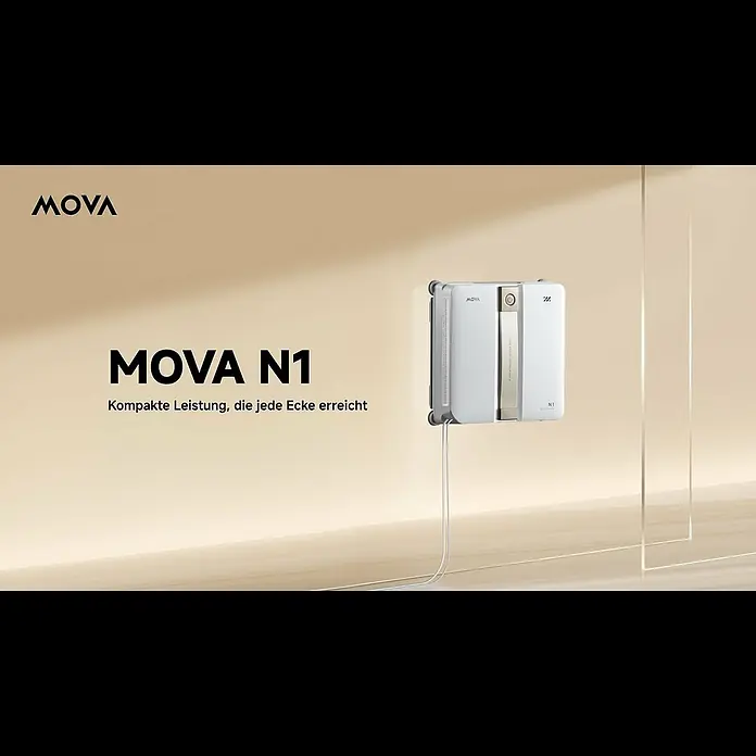 Mova Fensterreinigungsroboter N1 - Wassertankvolumen Roboter: 120 ml, Saugkraft: 8.000 Pa - Einfhrung des MOVA N1 Fensterreinigungsroboters | Kompakte Leistung, die jede Ecke erreicht | DE