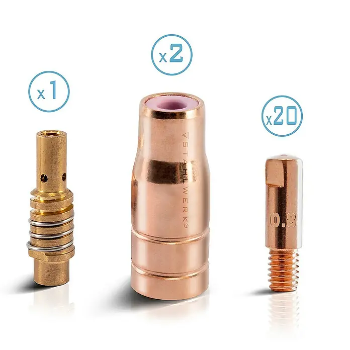 STAHLWERK Schweißzubehör-Set FLUX Verschleißteile Set 0,8 mm - 