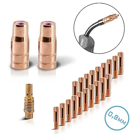 STAHLWERK  Schweißzubehör-Set FLUX Verschleißteile Set 0,8 mm