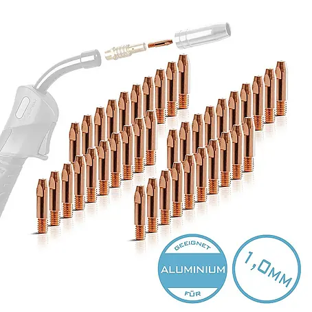 STAHLWERK  Stromdüse 2 x Stromdüsen für Aluminium AK25 MB25 MIG MAG M6x28 1,0 mm