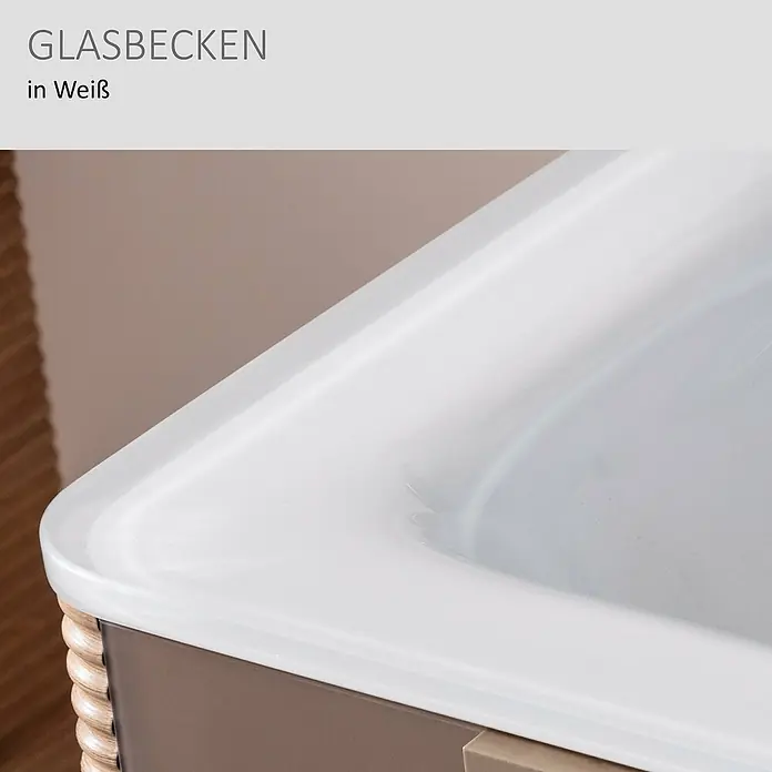 Camargue Marea Einbauwaschbecken - 58,2 x 40,6 cm, Weiß - Weißes Glasbecken in einem Badezimmer-Waschtisch.