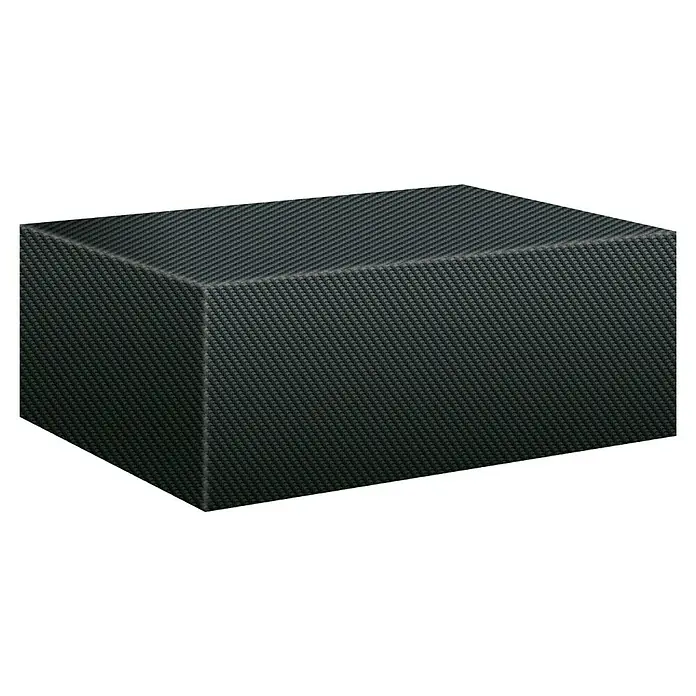 Pura Vida Gartentisch-Schutzhülle Supreme - L x B x H: 200 x 114 x 71 cm, Polyethylen, Polypropylen, 160 g/m², Schwarz - Dunkelgrauer Würfel mit Karbonfaser-Webstruktur.