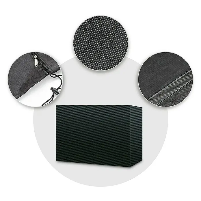 Pura Vida Hollywoodschaukel-Schutzhülle Supreme - L x B x H: 210 x 150 x 139 cm, Polyethylen, Polypropylen, 160 g/m², Schwarz - Schwarze, texturierte Rechteckabdeckung mit Reißverschluss, Kordelzug und detailreichem Webstoff.