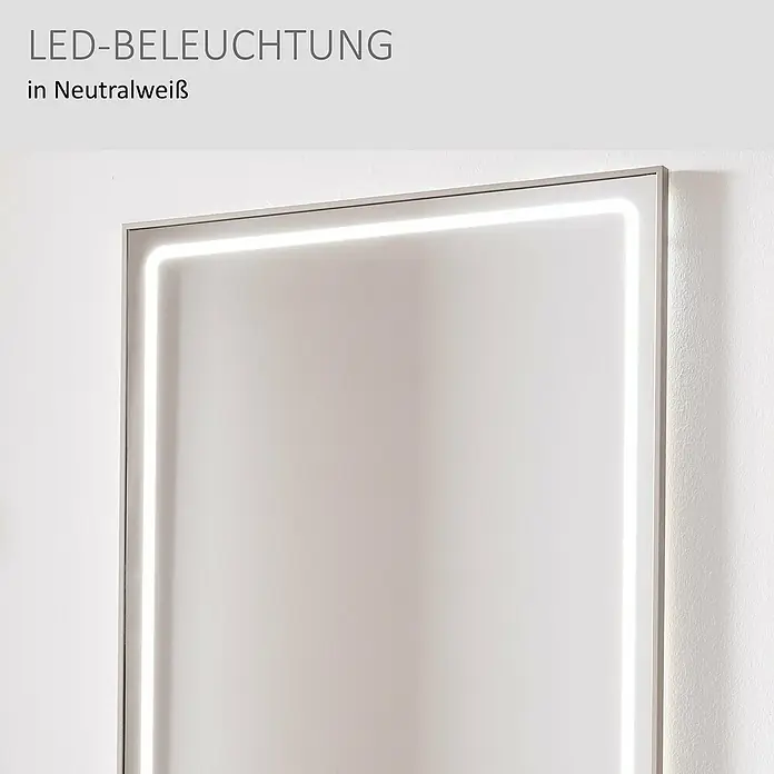 Camargue Marea LED-Lichtspiegel - 60 x 80 cm - Rechteckiger Spiegel mit umlaufender LED-Beleuchtung in Neutralweiß.